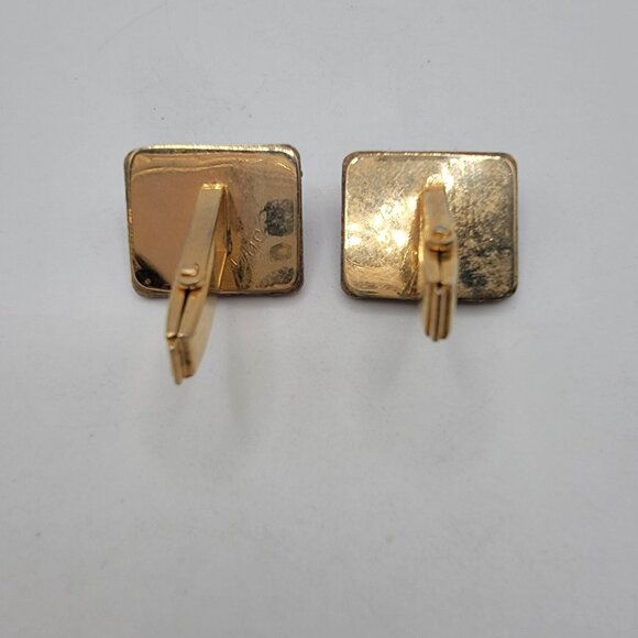Vintage MCM Colorful Resin Gold Tone Cuff Links Cufflinks Cuff Links Marked - Picture 2 of 5